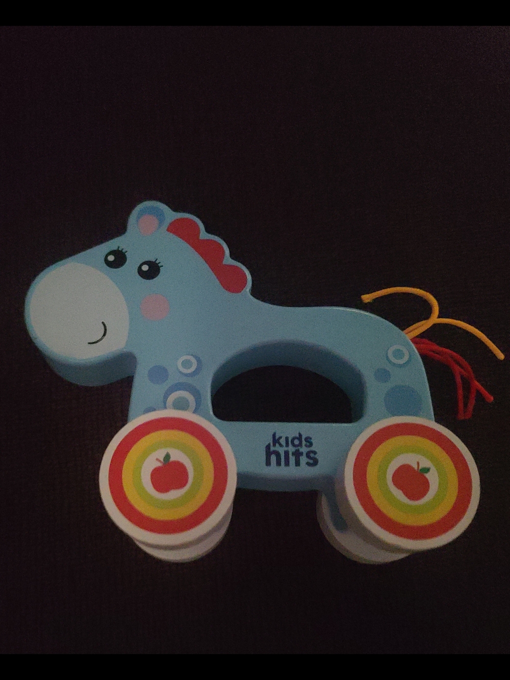 Kids Hits Blue Pull-Along Pony Toy with Rainbow Wheels